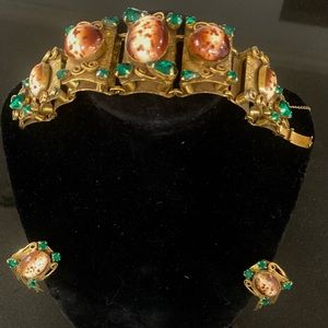 Superbly Crafted Art Deco Runway Bracelet And Earrings Demi-Parure